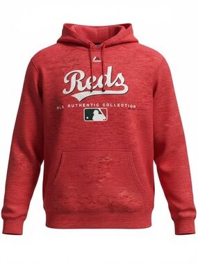 Majestic Red Reds Script Pullover Hoodie